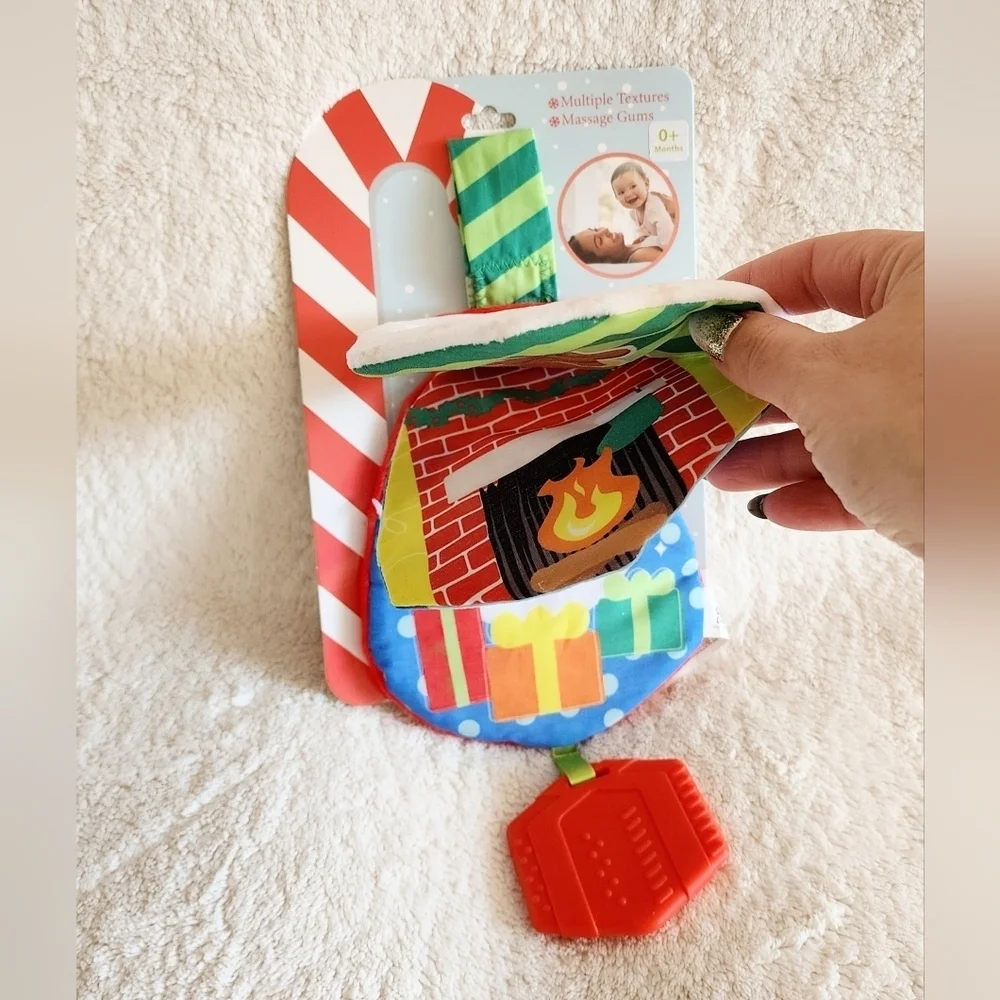 NWT Sunny Days Christmas Tree Baby Teether & Crinkle Book Textures Baby Toddler